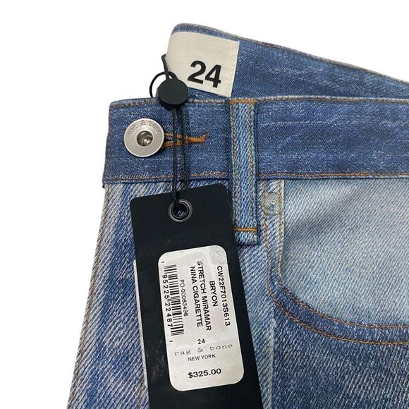 RAG & BONE Jeans MIRAMAR NWT Stretch Nina Cigarette Byron Printed Cotton Size 24 - Picture 7 of 13